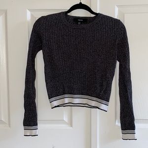 NWOT F21 Grey and White Heather Ribbed Knit Long Sleeve Sweater